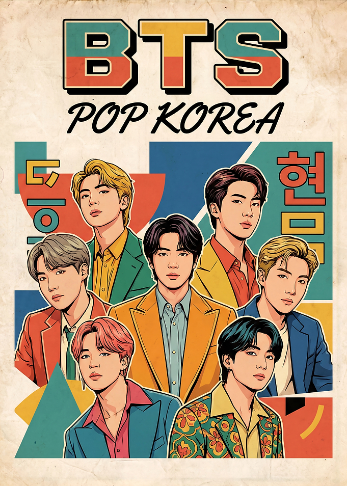 BTS Pop Korea Retro Poster