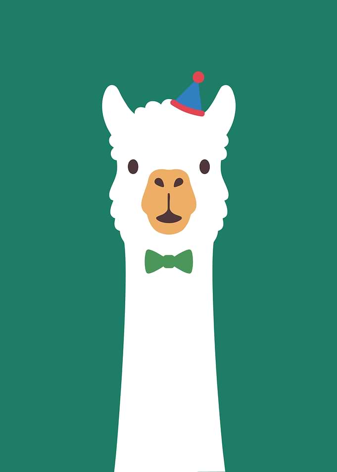 Cute Llama with Party Hat