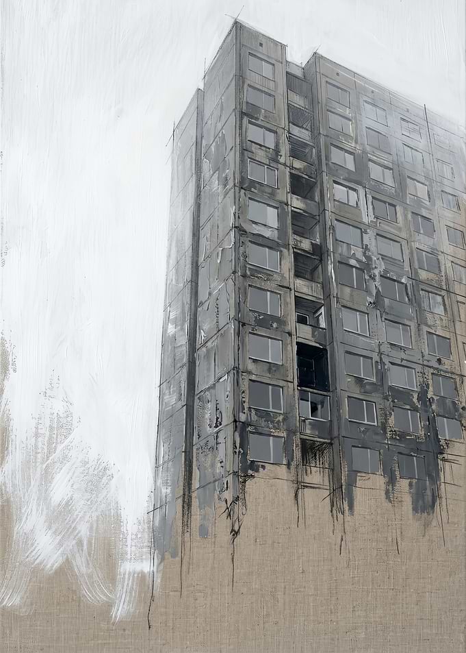 Brutalist Apartment Building Painting