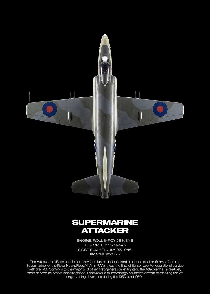 Supermarine Attacker Jet Fighter Poster