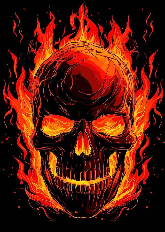 Flaming Skull Digital Art