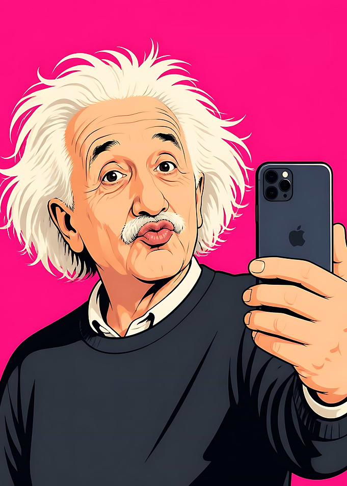 Albert Einstein Taking a Selfie