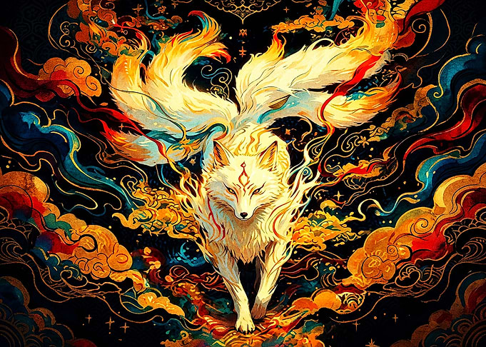 Nine-Tailed Kitsune Spirit Fox