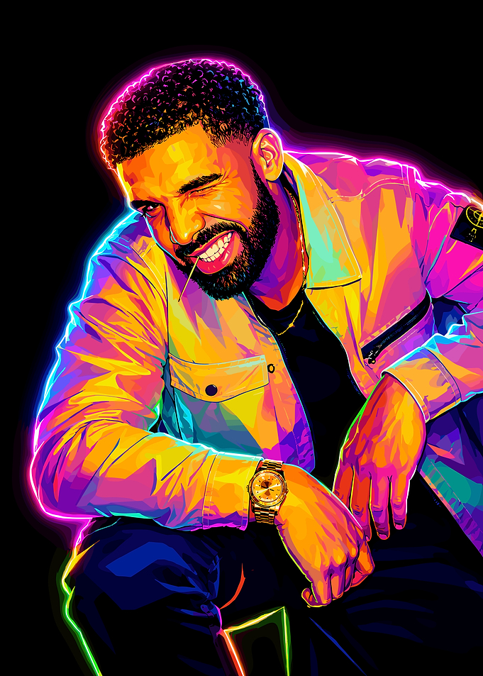Neon Pop Art Portrait of Drake