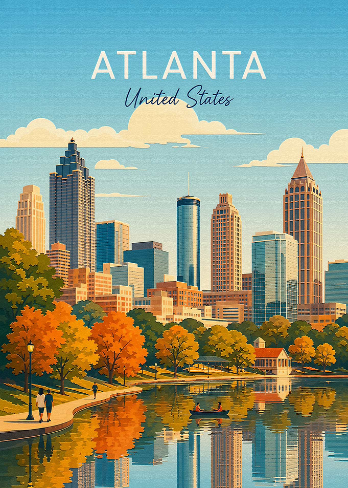 Atlanta Skyline Travel Poster