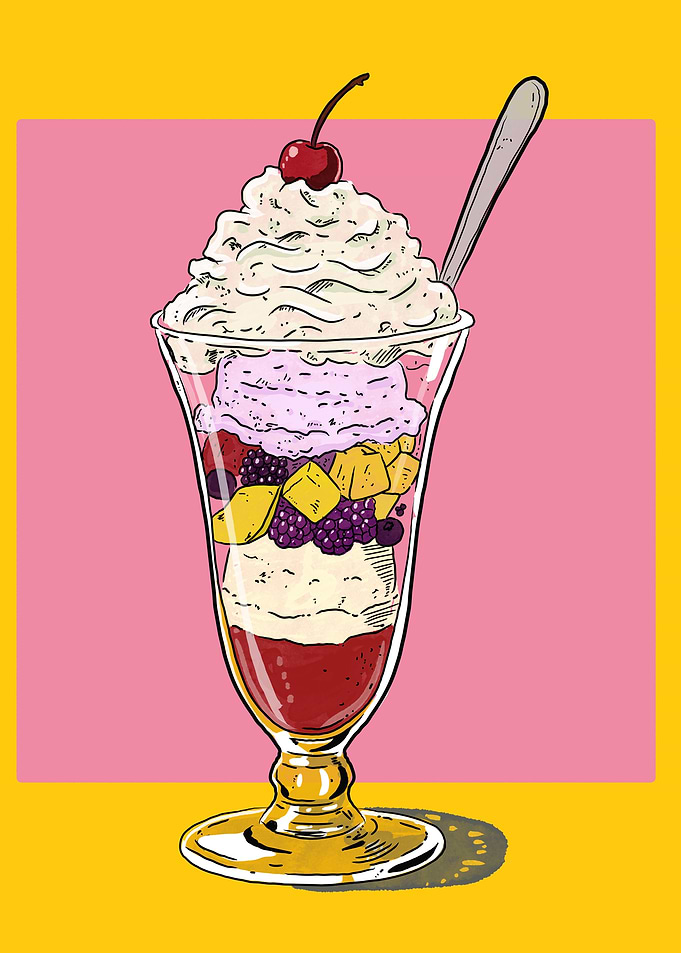 Colorful Fruit Parfait Illustration