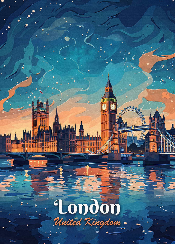 London Cityscape Travel Poster