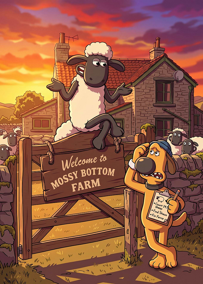Shaun the Sheep at Mossy Bottom Farm