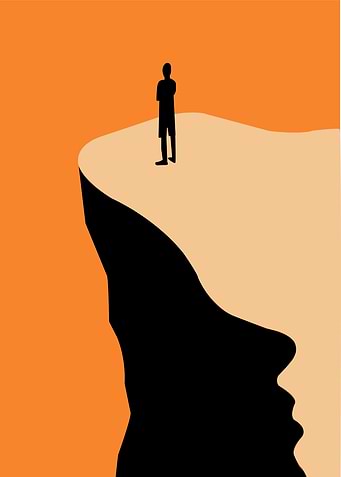 Minimalist Silhouette on Cliff Edge