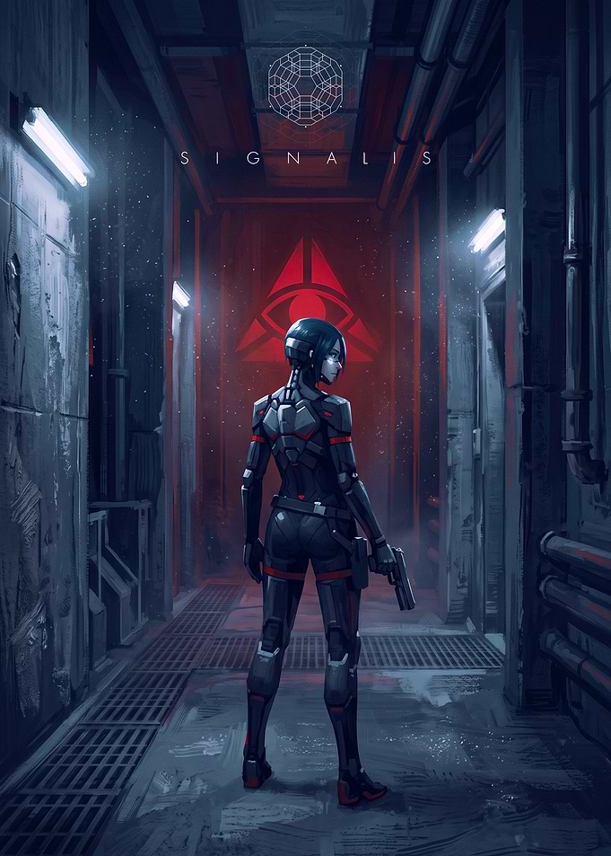 Signalis Elster in Dark Corridor