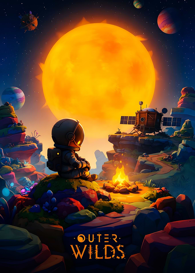 Outer Wilds Astronaut Campfire Scene