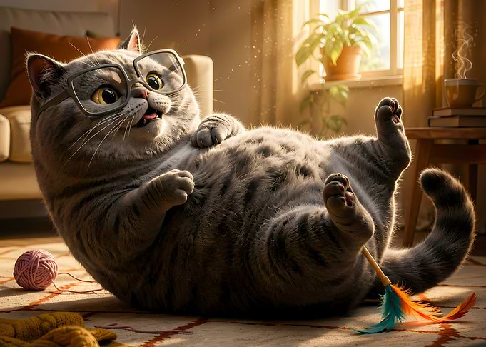 Cute Chubby Cat Wearing Glasses