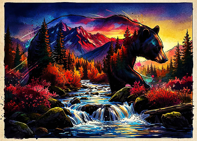 Double Exposure Bear Mountain Landscape