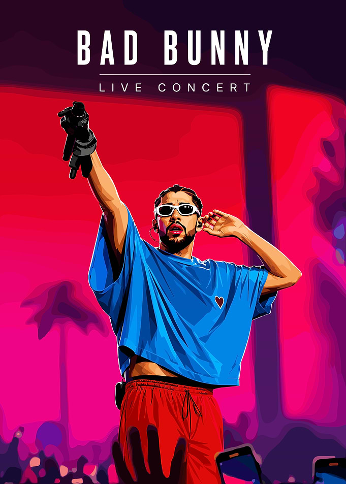 Bad Bunny Live Concert Poster