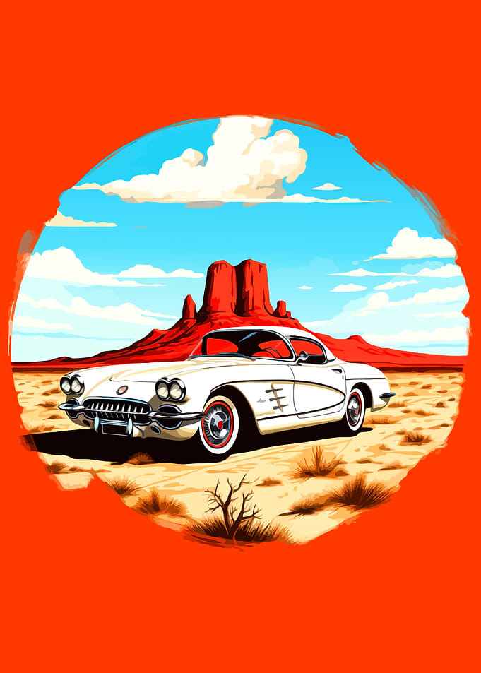 Classic Corvette in Monument Valley