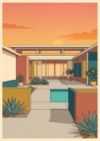 Mid-Century Modern Desert Home Sunset