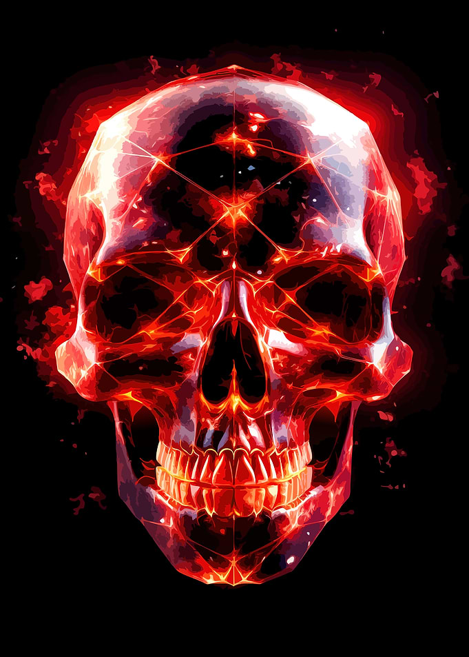 Fiery Geometric Skull Illustration