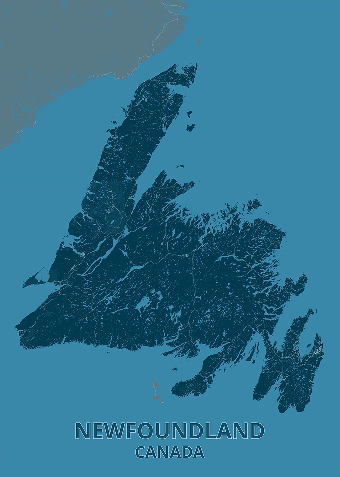 Newfoundland Canada Map Poster