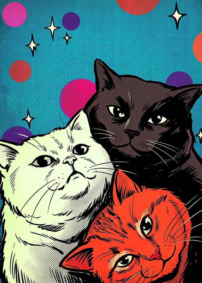 Pop Art Trio of Cats
