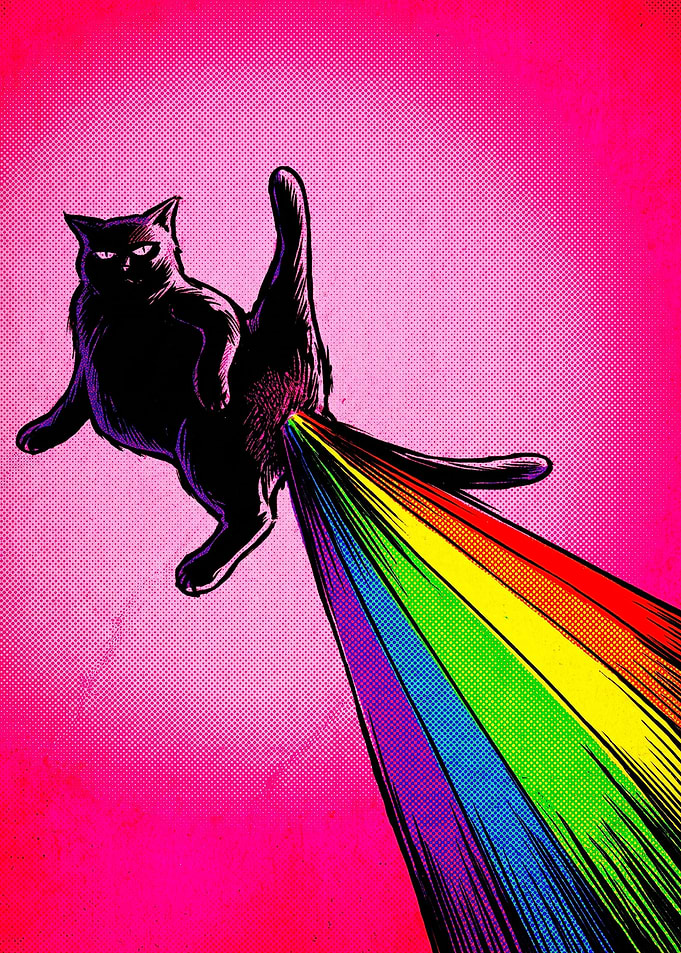 Black Cat Farting Rainbow