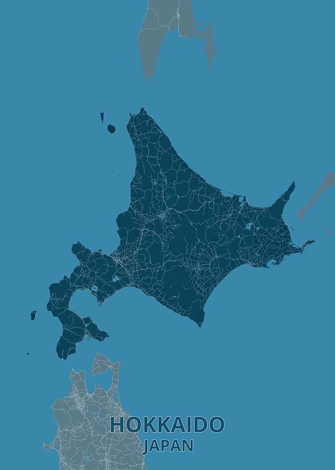 Hokkaido Japan Map Illustration