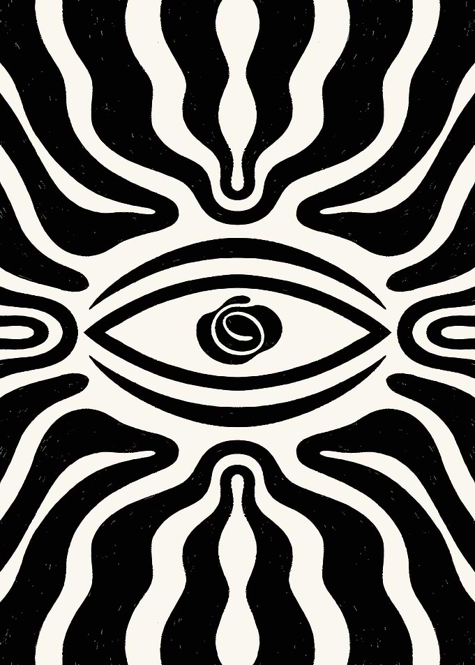 Abstract Eye with Wavy Patterns