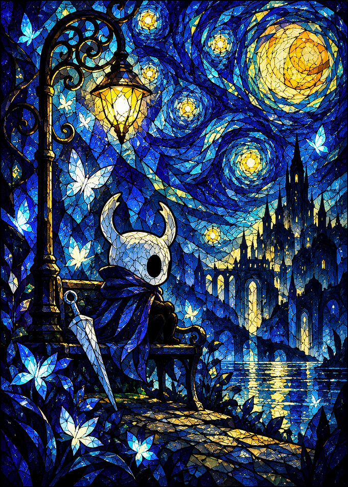 Hollow Knight Stained Glass Starry Night