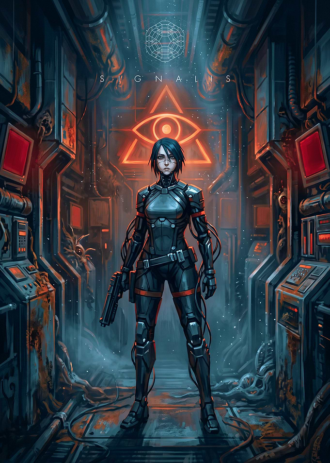 Signalis Elster Cyberpunk Sci-Fi Art
