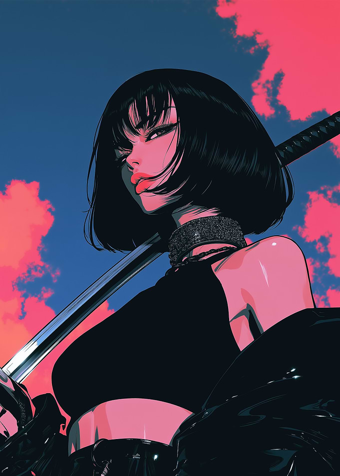 Anime Girl with Katana Sword