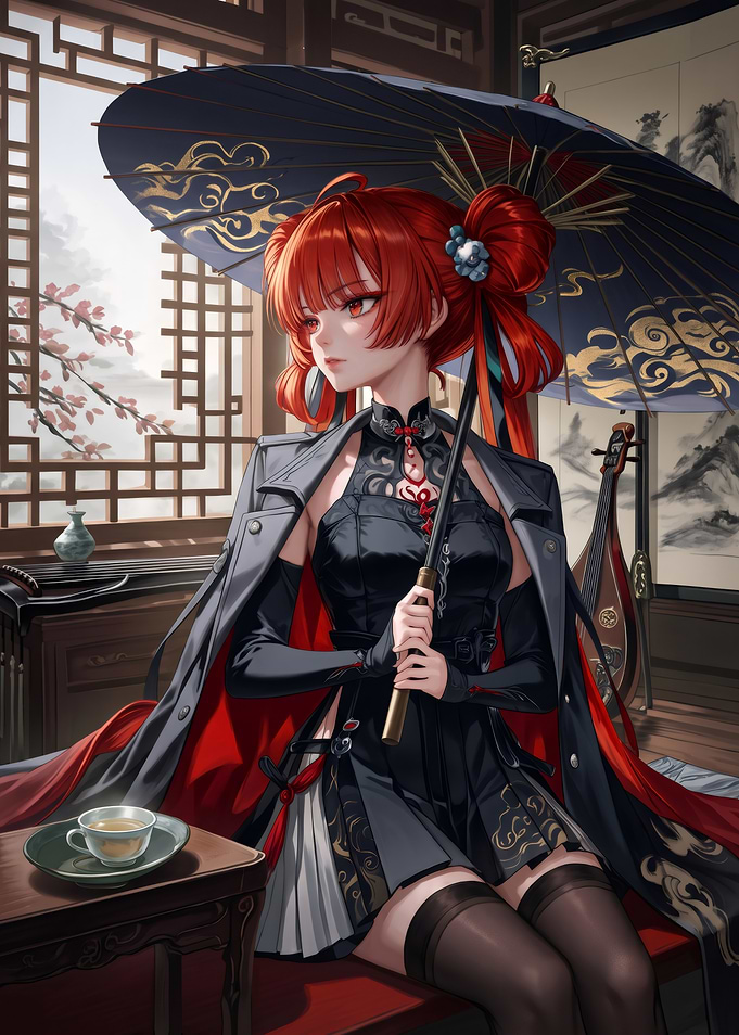Suoming with Umbrella in Traditional Room