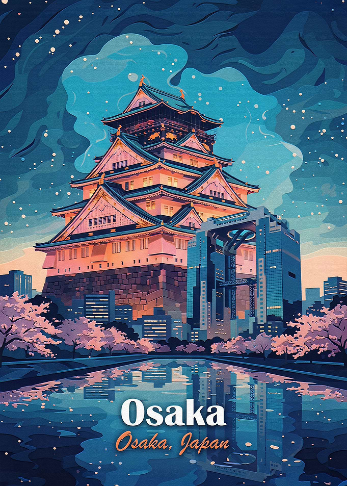 Osaka Castle and Umeda Sky Building