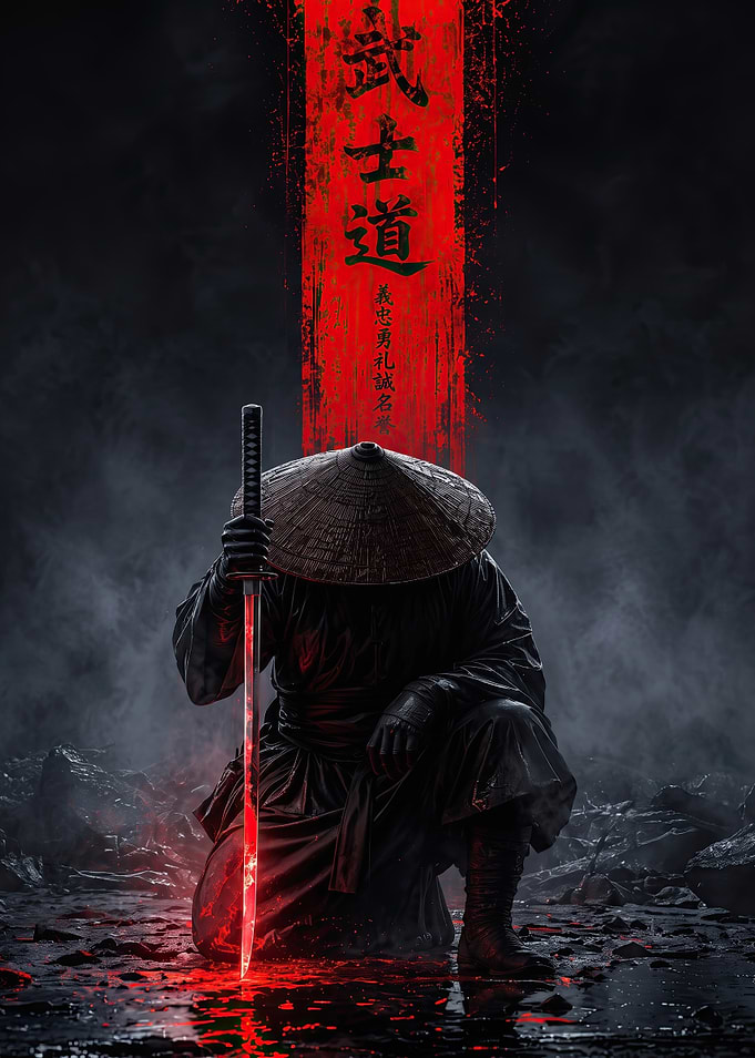 Bushido Samurai Warrior with Glowing Katana