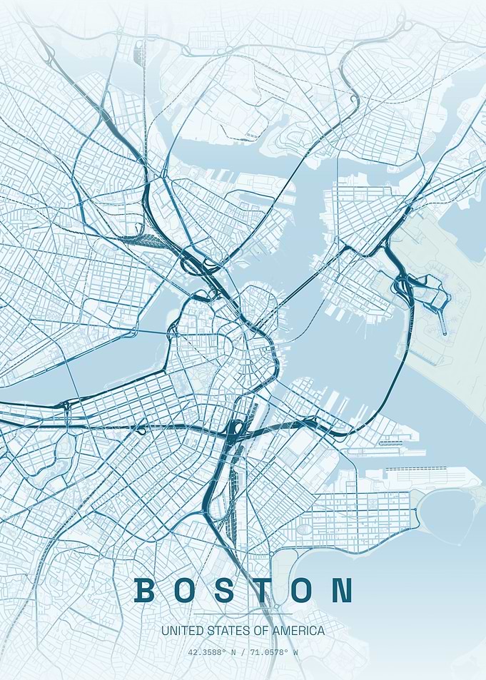 Minimalist Boston City Map Poster