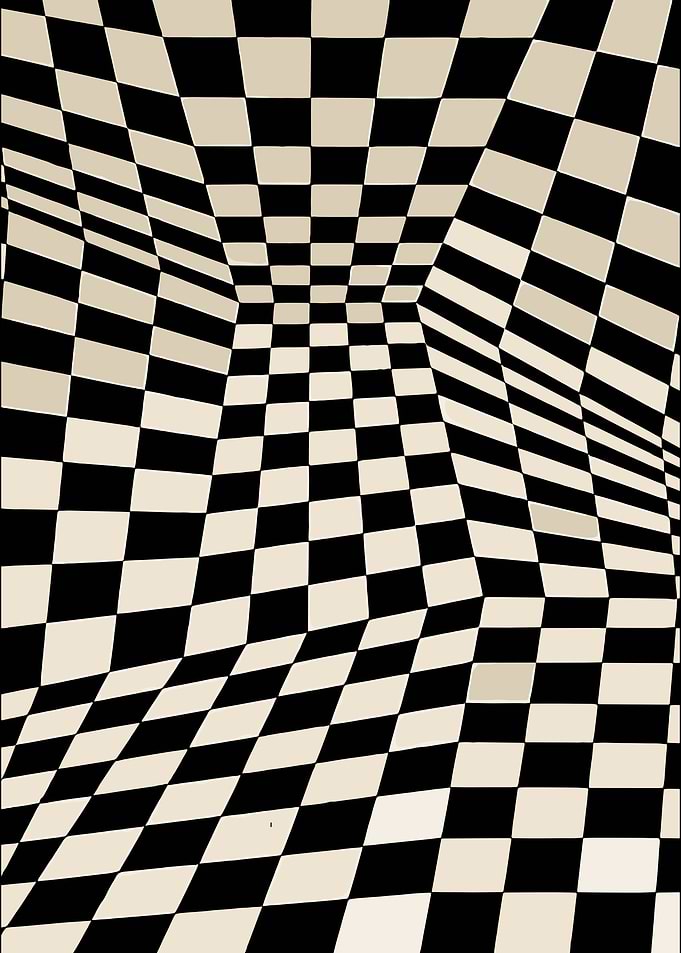 Black and White Checkerboard Optical Illusion