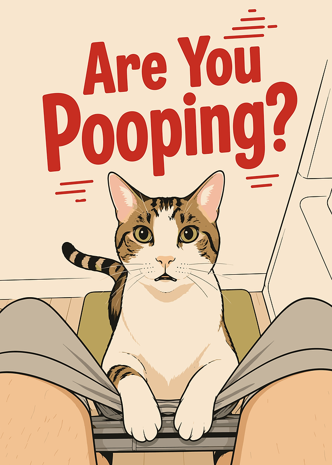 Funny Cat Bathroom Poster