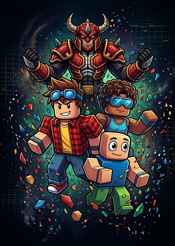 Roblox Characters and Warrior Illustration