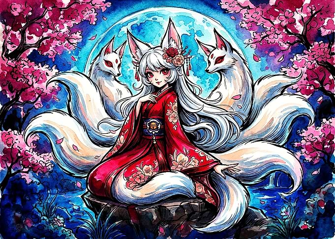 Kitsune Girl with Nine Tails