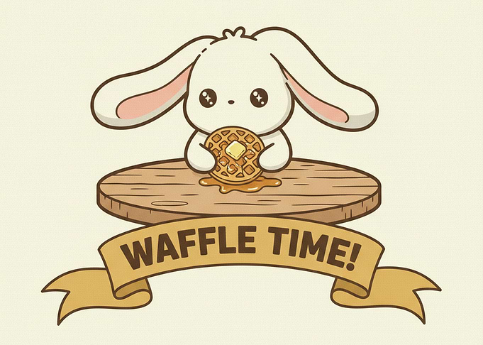 Cute Bunny Eating a Waffle