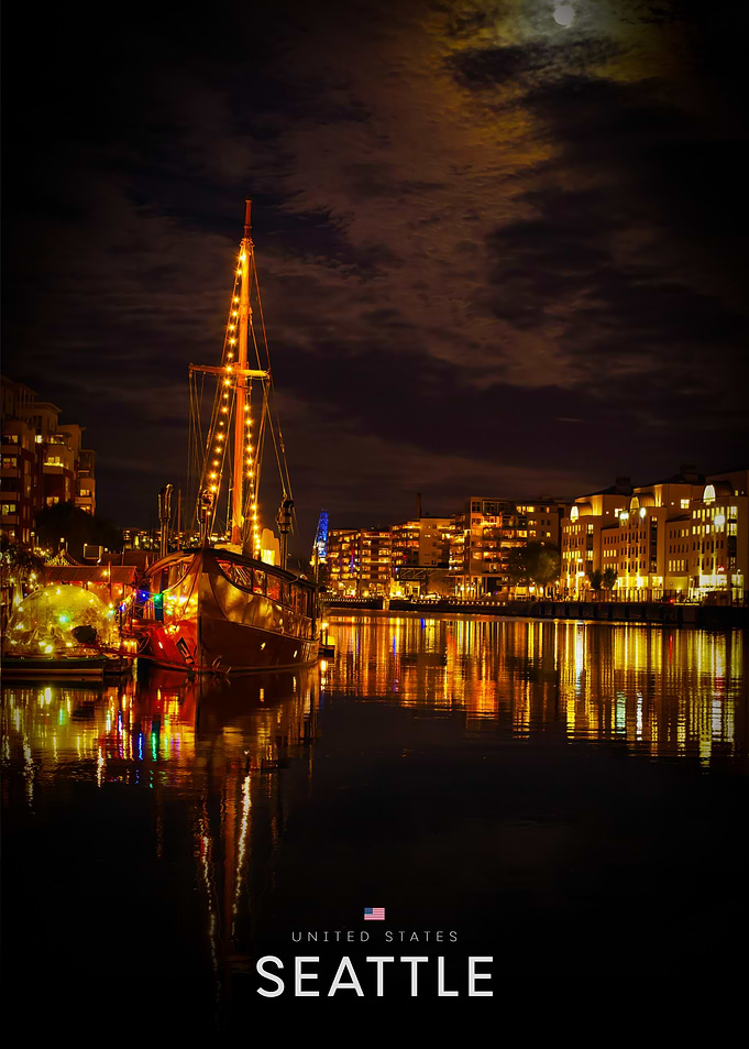 Seattle Waterfront Night View