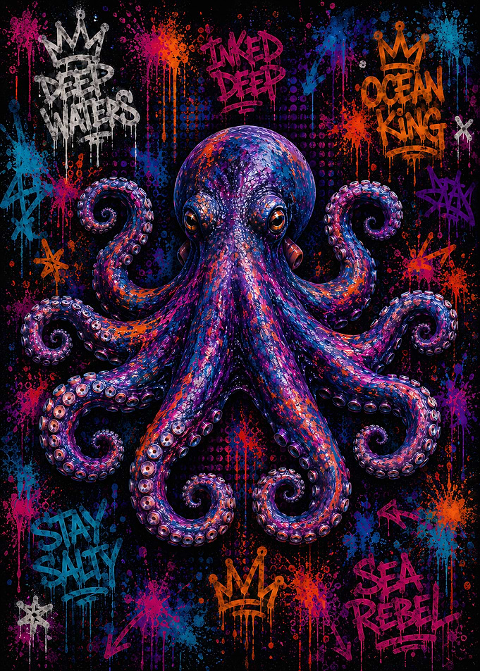 Vibrant Graffiti Octopus Street Art