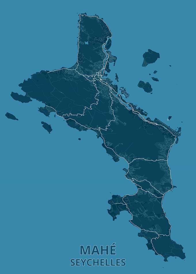 Map of Mahé Island, Seychelles