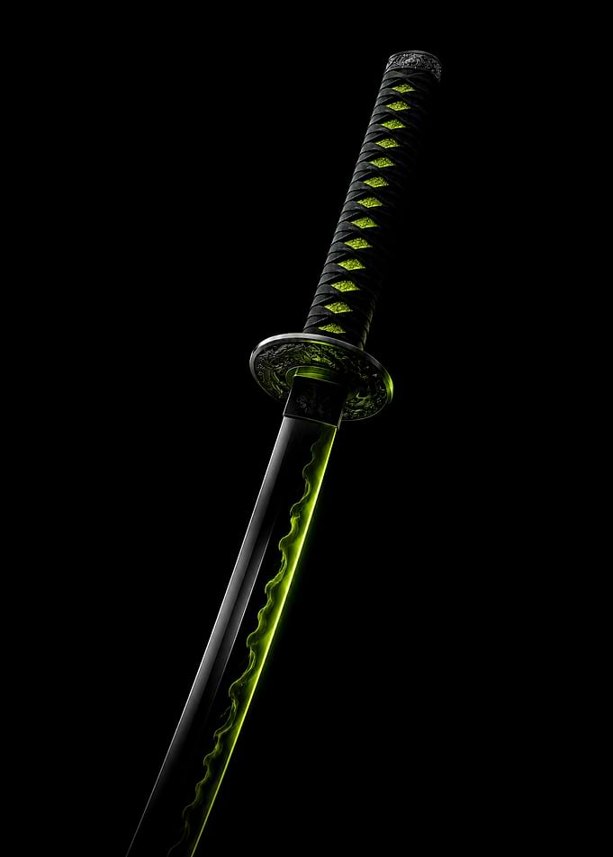 Glowing Neon Green Katana Sword