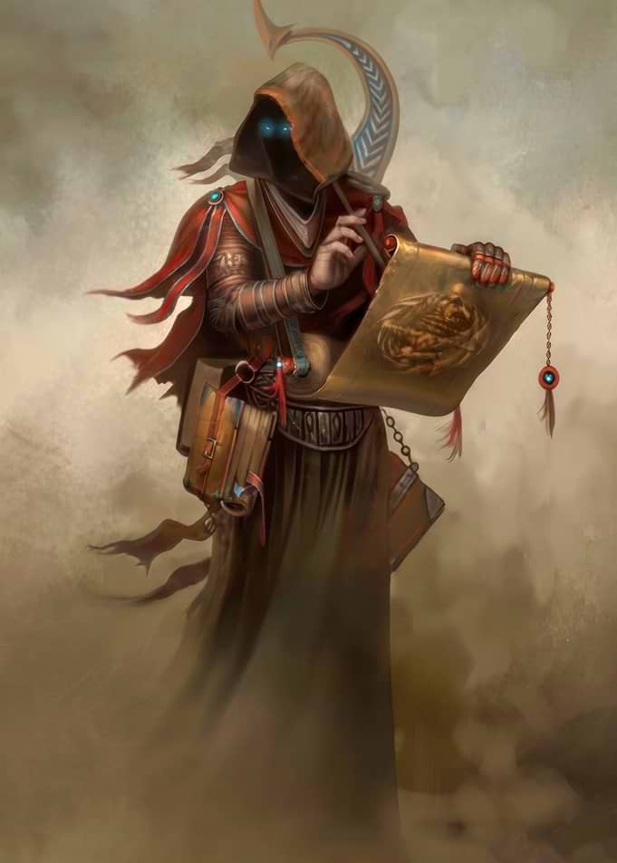 Mysterious Hooded Scribe with Scroll Supreme Magus