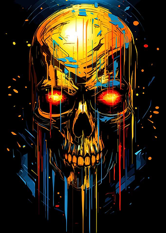 Abstract Drip Art Skull