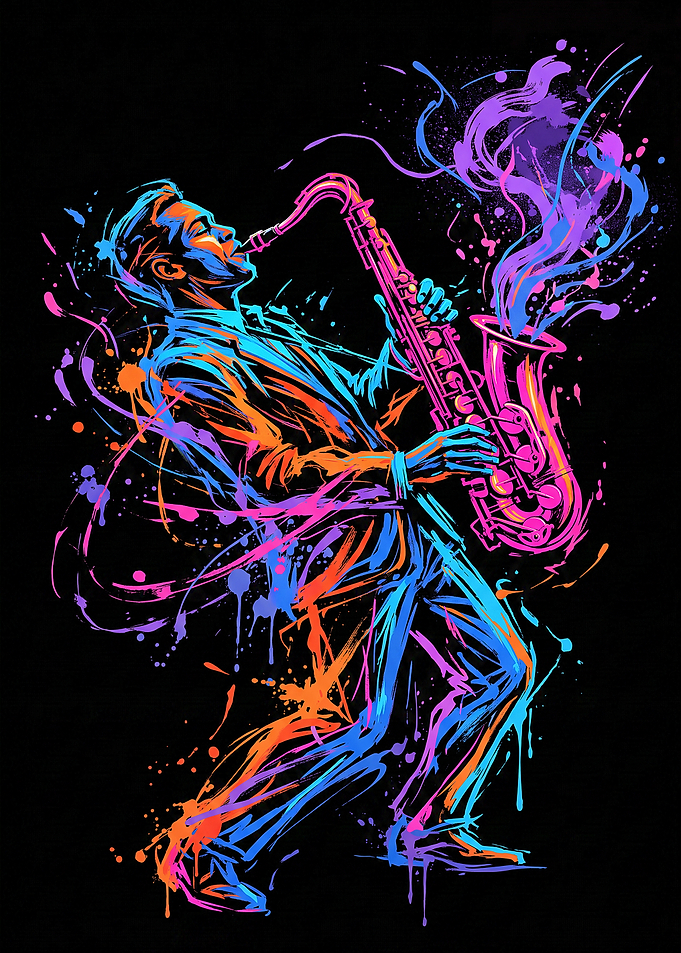 Colorful Abstract Jazz Saxophone Player