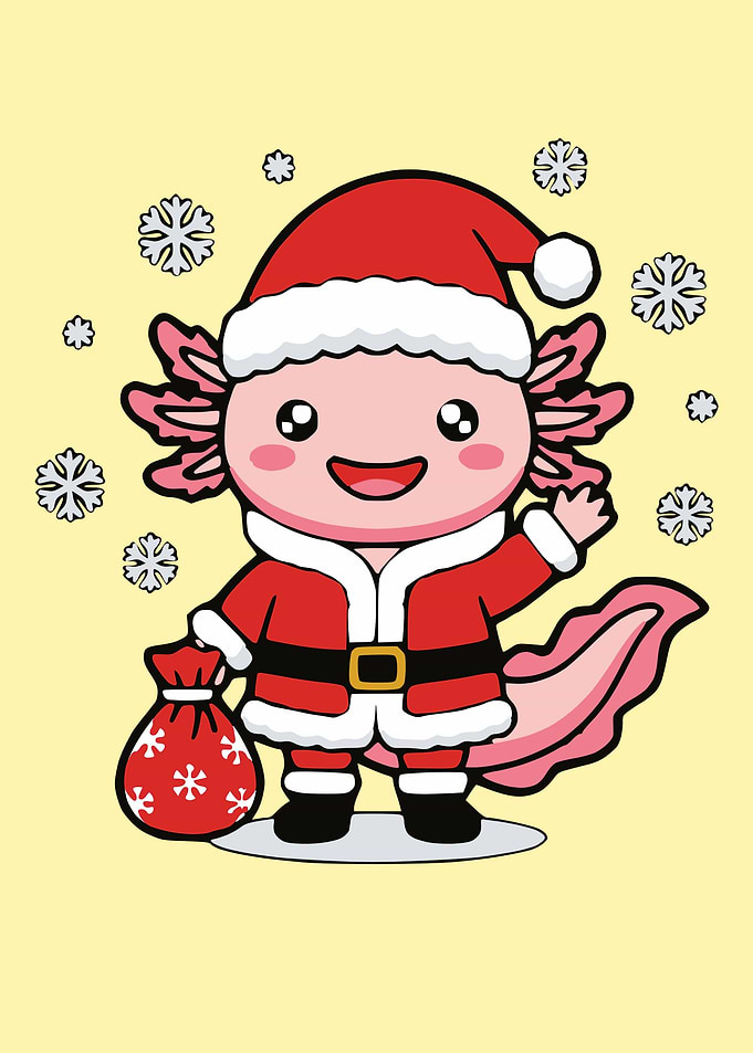 Cute Christmas Axolotl Santa