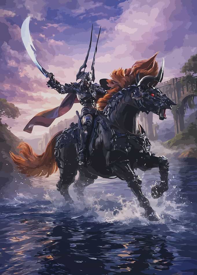 Dark Knight Riding Armored Horse