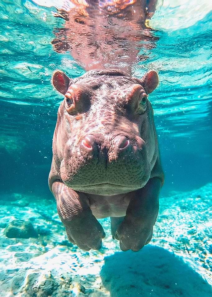 Underwater Hippo Swimming