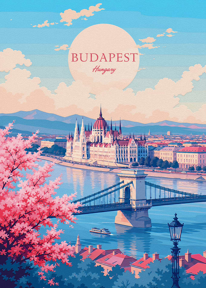 Budapest Hungary Travel Poster Art
