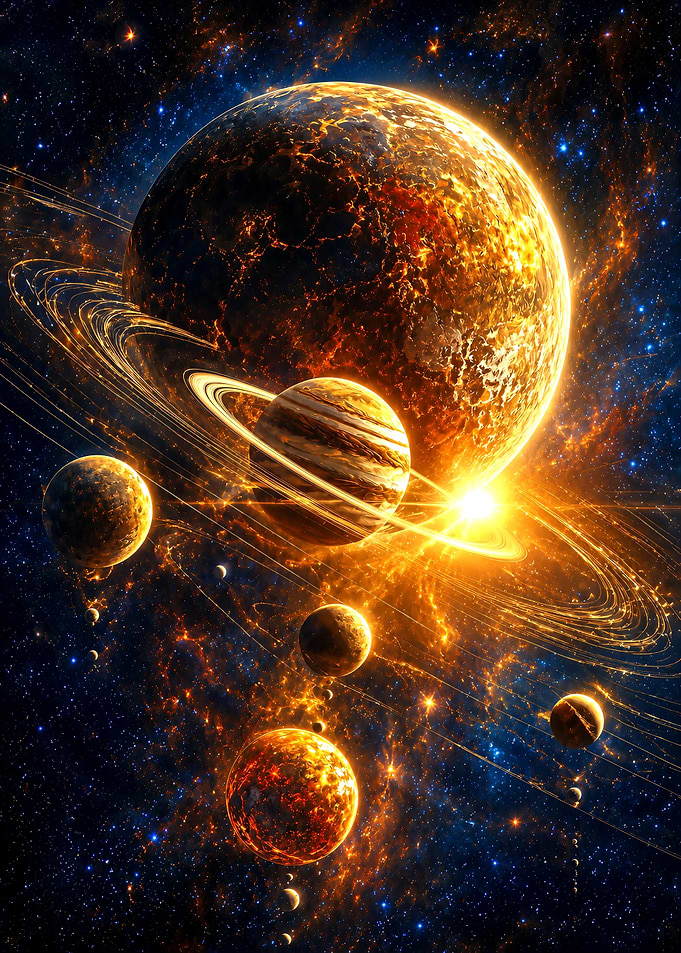 Fiery Cosmic Planetary System